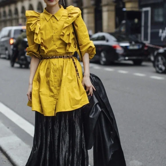 New ZARA RUFFLED VOLUMINOUS DRESS - Picture 7 of 17